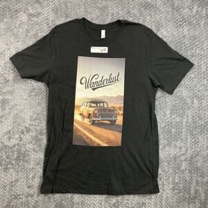 Wanderlust Graphic Print T-Shirt Men's L Black Casual Streetwear NWT New